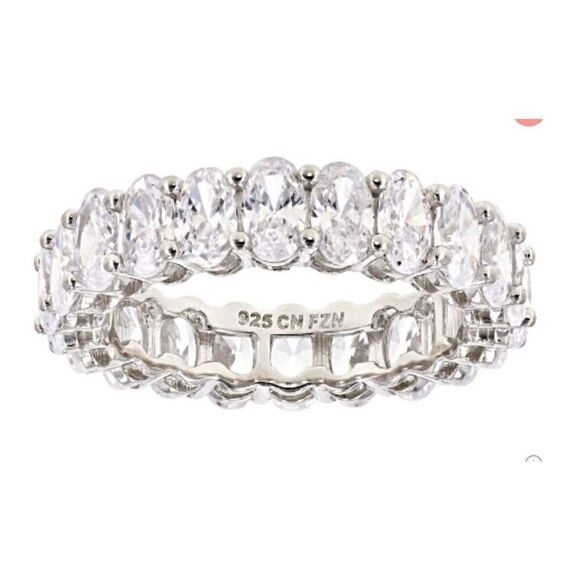 Gorgeous New 5.5 Ct Oval Cut Sim Diamond Eternity Band Ring Sz 8~925 Sterling - Picture 6 of 6